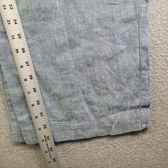 Athleta Pants Womens 16T Blue Retreat Linen Wide Leg Slit High Rise Yoga Studio - Picture 11 of 14
